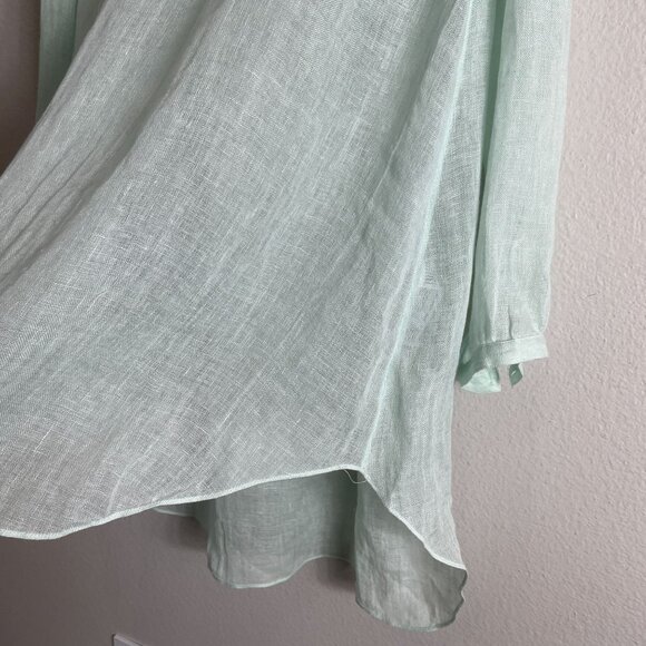 Eileen Fisher Womens Medium Mandarin Collar Tunic Top Organic Linen Aurora - Picture 13 of 15